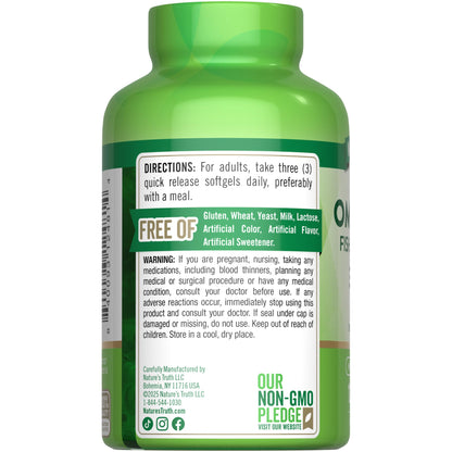 Nature's Truth Omega 3-6-9 Softgels – Triple Strength 3600 mg | Pack of 2