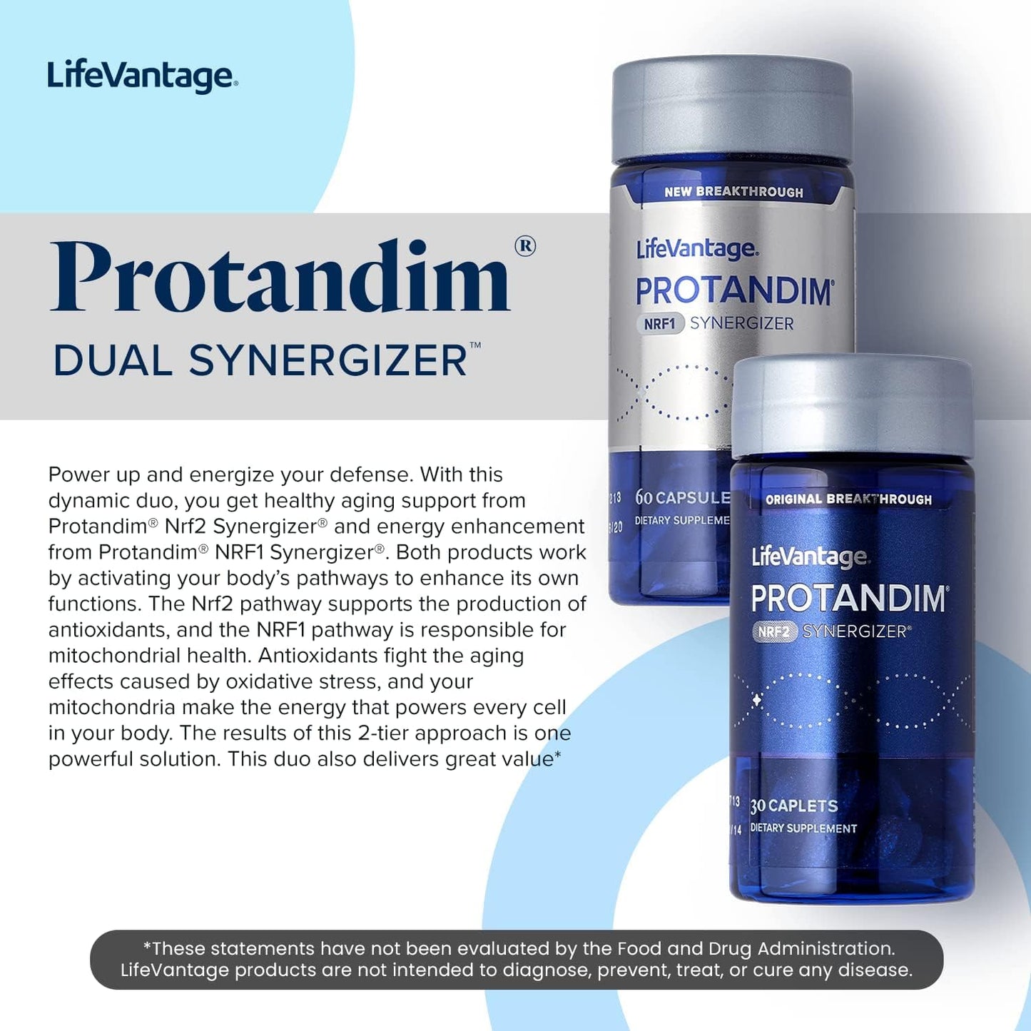 LifeVantage Protandim Dual Synergizer NRF1 + NRF2 Activators – Cellular Energy & Healthy Aging (60 NRF1 + 30 NRF2 Caps)