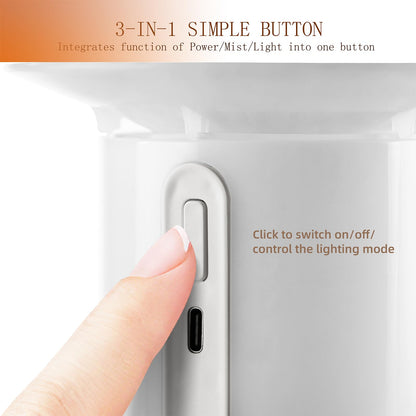 Lifgtzyn Essential Oil Diffuser for Home 100ml Humidifier – USB Powered, 7 LED Lights, Auto Shut-Off, White