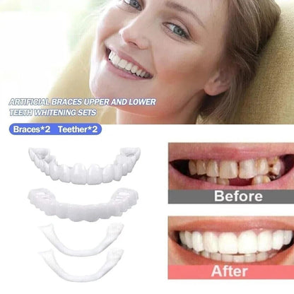 2 Pairs Natural-Looking Temporary Smile Solutions – Top & Bottom Adjustable, Comfortable Experience