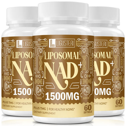 LIGUSTERI Liposomal NAD+ 1500 mg | NAD+ Supplement with TMG for Energy, Longevity & Brain Health | 180 Softgels