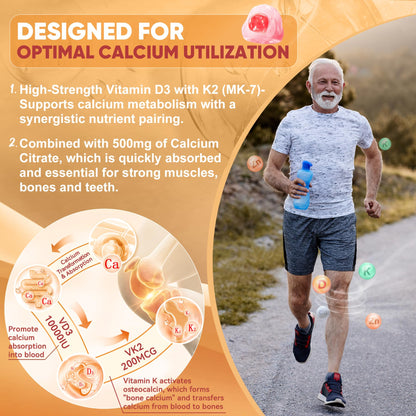 LILICARE Vitamin D3 K2 Filled Gummies – Vegan, Ultra-Strength D3/K2 with Calcium & Magnesium, Pack of 2