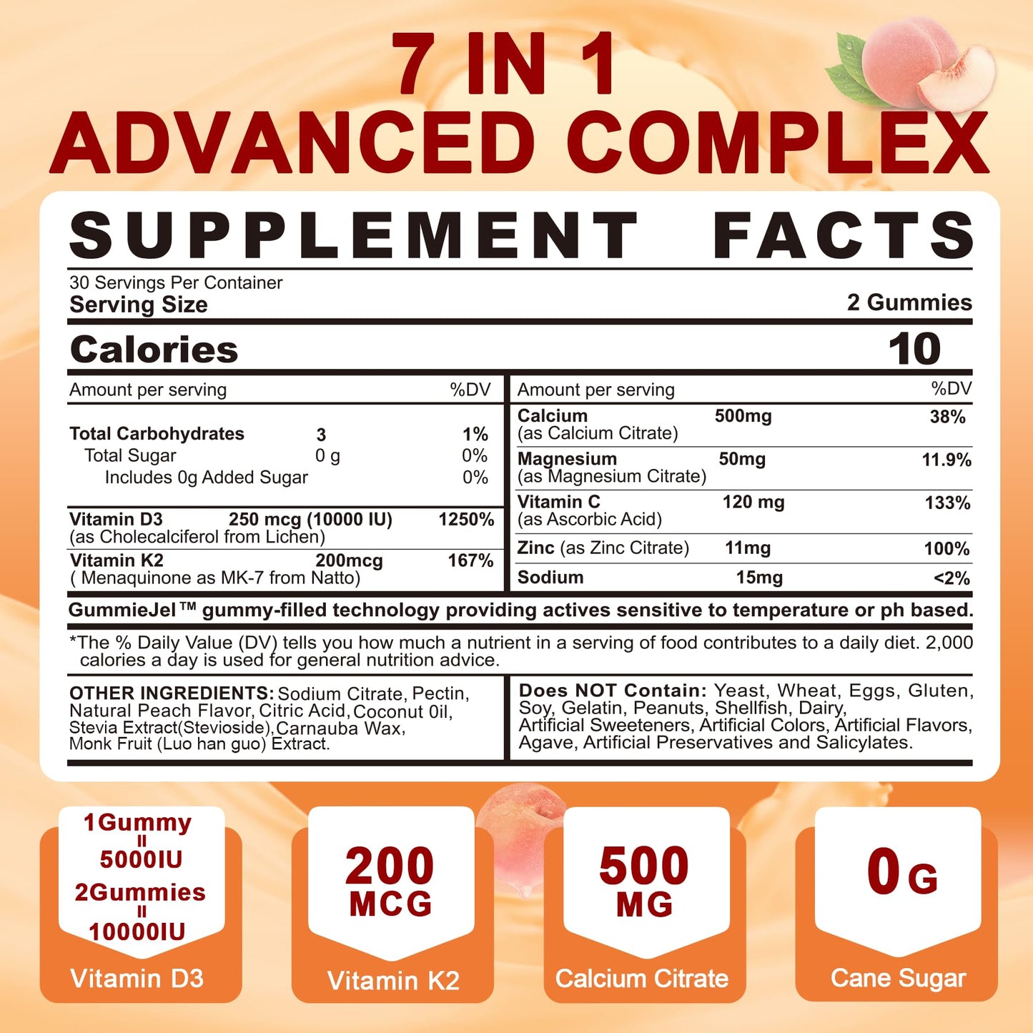 LILICARE Vitamin D3 K2 Filled Gummies – Vegan, Ultra-Strength D3/K2 with Calcium & Magnesium, Pack of 2