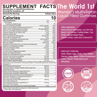 LILICARE 2 Pack Women’s Multivitamin Gummies – Methylated Formula, Biotin, Collagen, Iron, No Sugar