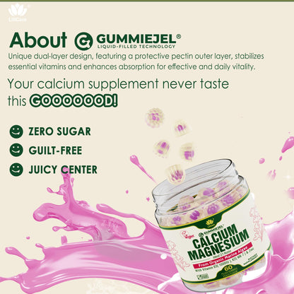 2 Pack Plant-Based Calcium Gummies 600mg + D3 K2 Mg Zn – Vegan, Sugar-Free | LILICARE