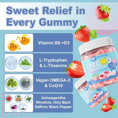 LILICARE Sugar Free Ashwagandha Mood Gummies – Calm Support, Vegan, 120 Count