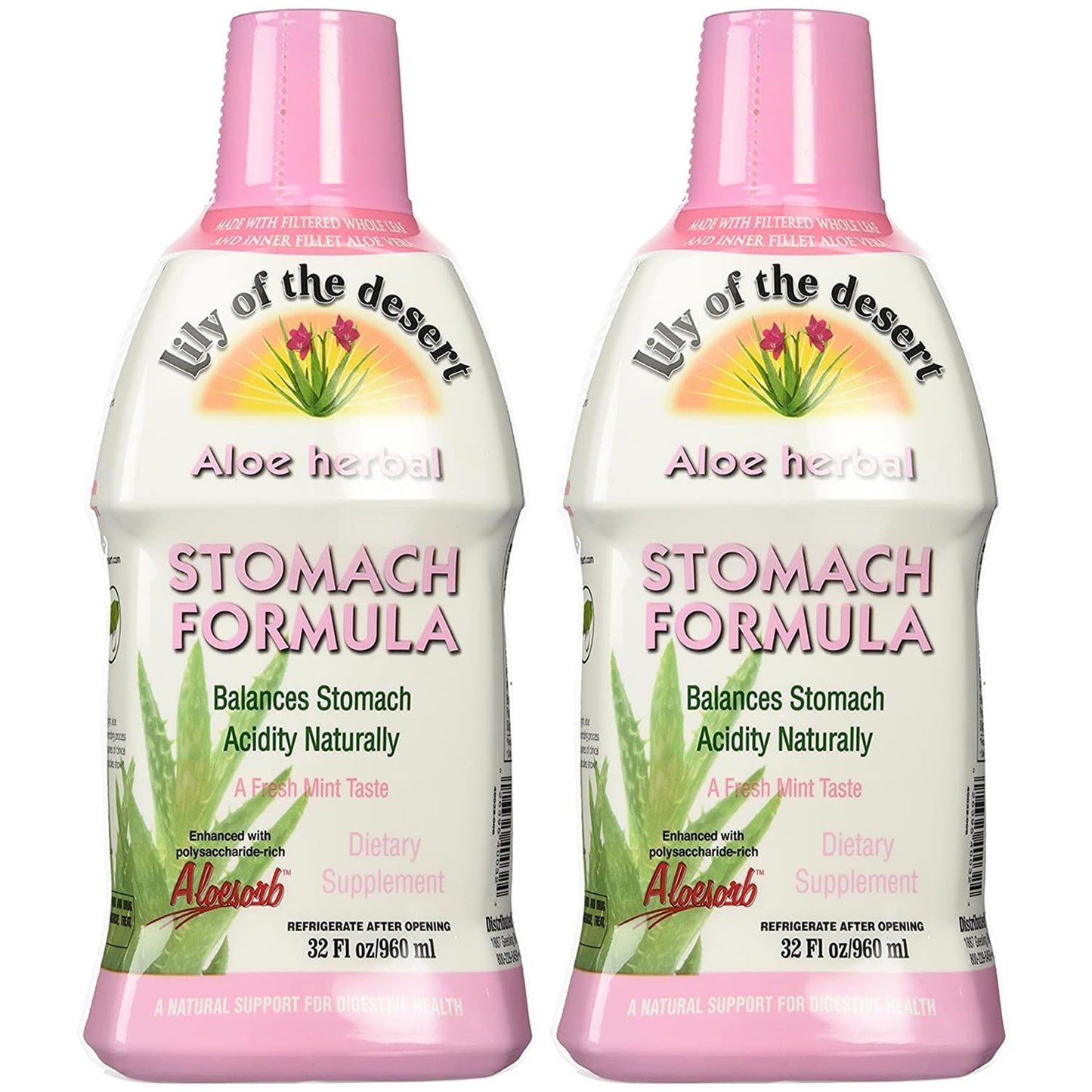 Lily Of The Desert Stomach Formula – Organic Aloe Vera Juice with Slippery Elm & Herbs (Pack of 2)