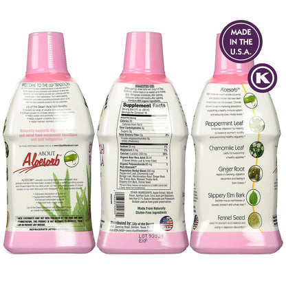 Lily Of The Desert Stomach Formula – Organic Aloe Vera Juice with Slippery Elm & Herbs (Pack of 2)