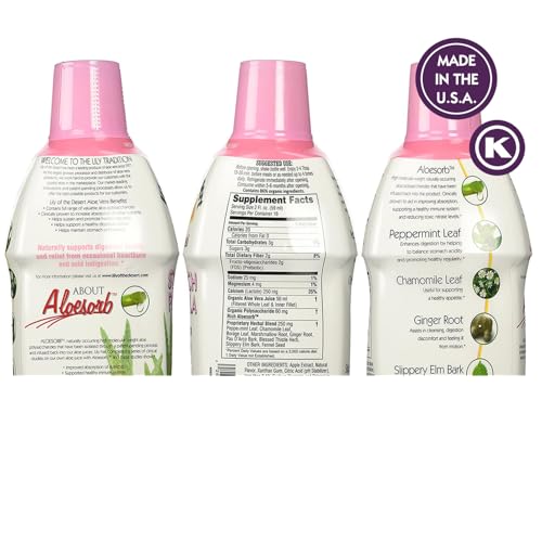 Lily Of The Desert Stomach Formula – Organic Aloe Vera Juice with Slippery Elm & Herbs (Pack of 2)