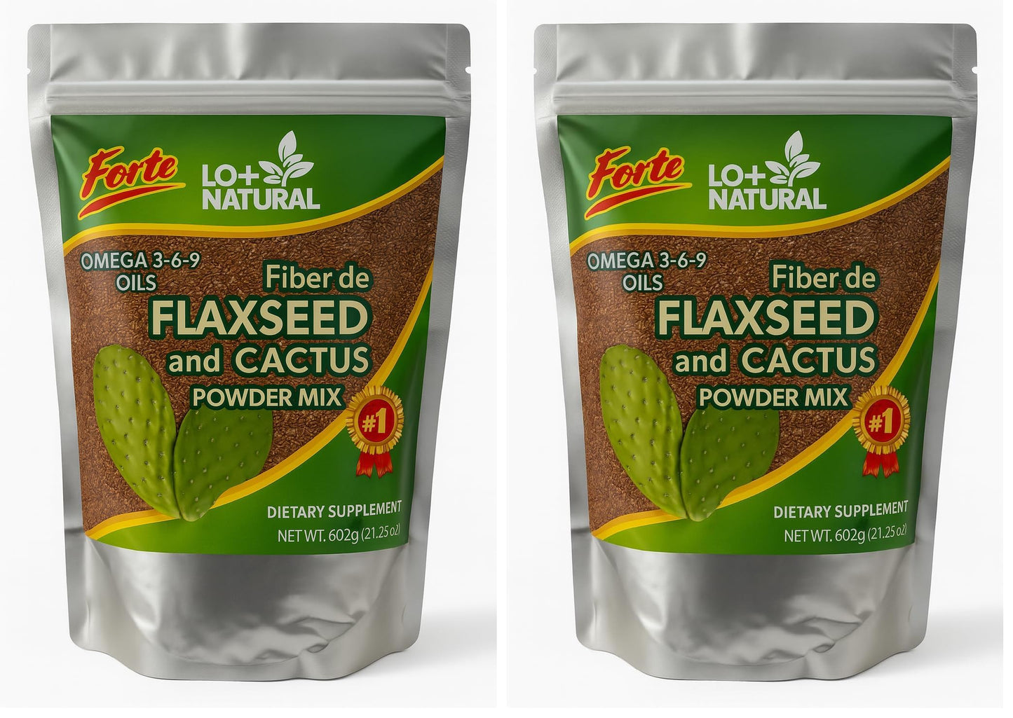 Linaza con Nopal Forte – 8 oz – 100% Natural Flaxseed & Nopal Cactus Powder – Fiber-Rich Digestive Support – Ground Blend Dietary Supplement – Vegan & Non-GMO (Pack of 2)