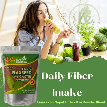 Linaza with Nopal Forte – 8 oz – 100% Natural Flaxseed & Nopal Cactus Powder – Fiber-Rich Digestive Support – Ground Blend Dietary Supplement – Vegan & Non-GMO