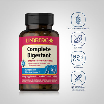 Lindberg Complete Digestant – Multi-Enzyme Formula with Pancreatin & Betaine HCl – 120 Capsules (Pack of 2)