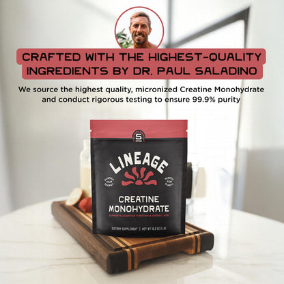 Lineage Provisions Micronized Creatine Monohydrate with Sea Salt – Micronized Creatine Powder for Training & Performance | 90 Servings