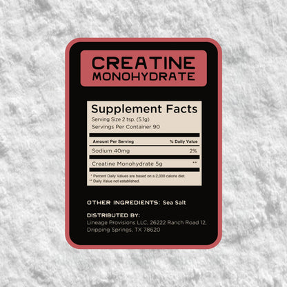 Lineage Provisions Micronized Creatine Monohydrate with Sea Salt – Micronized Creatine Powder for Training & Performance | 90 Servings