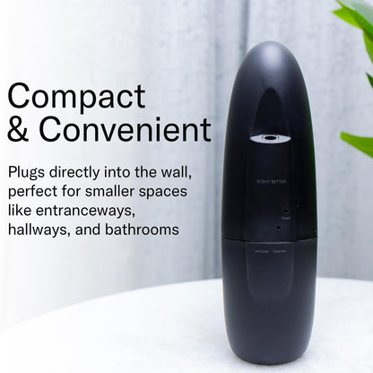 Scent Better Plug-In Waterless Diffuser for 500 sq ft – Free Linen Breeze (60 mL) – Black