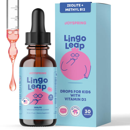 JoySpring LingoLeap: Liquid Kids Formula with Zeolite Clinoptilolite, Methylated B12 & Vitamin D3 | Ages 3+ | 1 fl oz