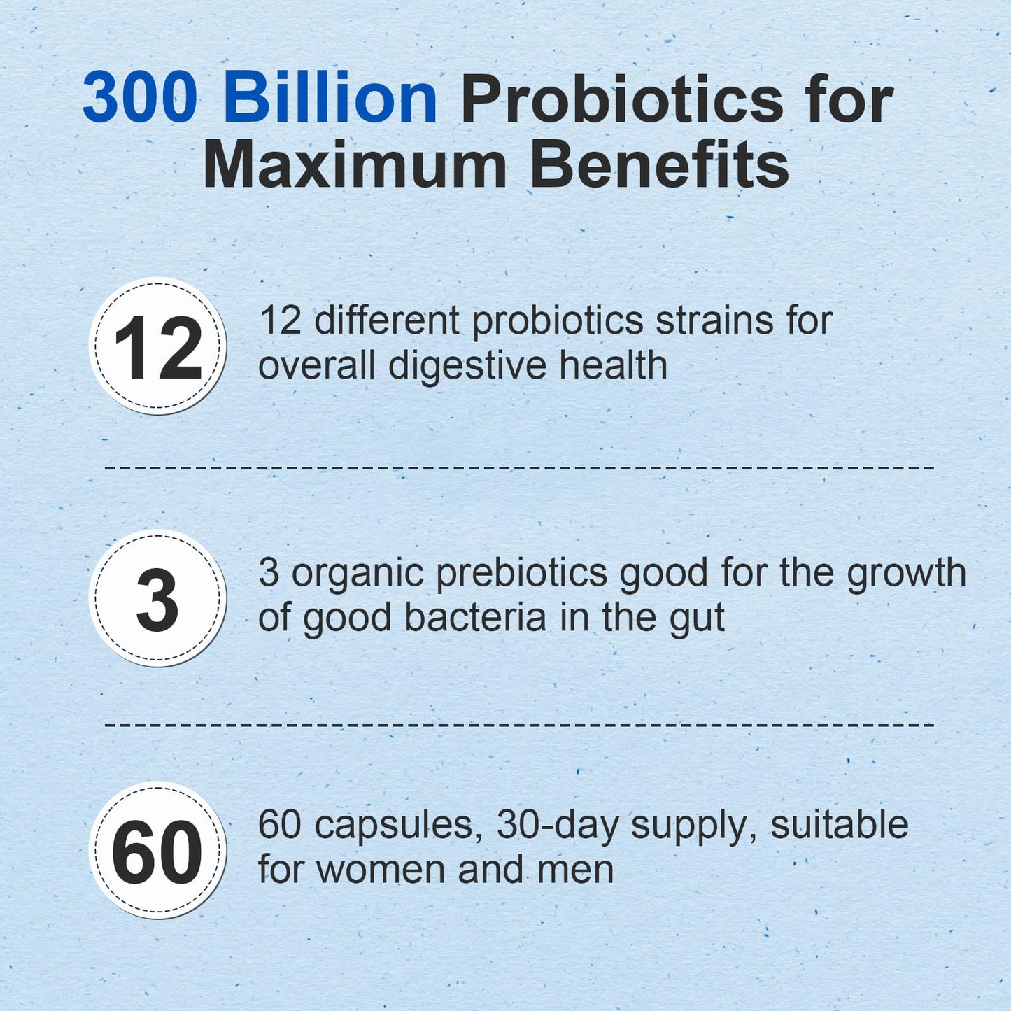 Linkvibe Probiotic 300 Billion CFU - 12 Strains with Organic Prebiotics for Digestive Health