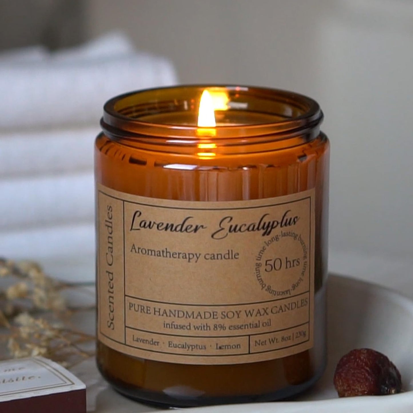 Liofeve Lavender & Eucalyptus Soy Candle – 8oz Aromatherapy for Relaxation