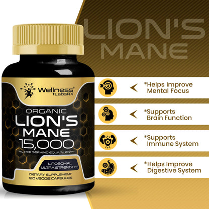 Lion's Mane Supplement Capsules - 120 Count | Cognitive & Immune Support