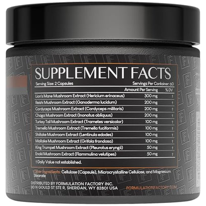 Formulation Factory Shroom Vroom 10-in-1 Mushroom Supplement — Focus, Energy & Immune Support