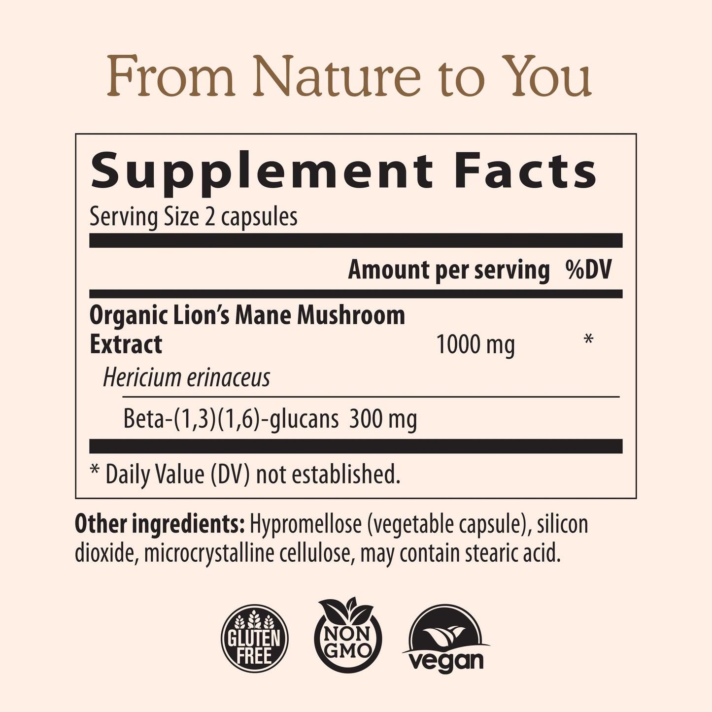 Real Mushrooms Lion’s Mane Supplement Capsules - Organic, Vegan, 300 ct, Beta-Glucan Rich