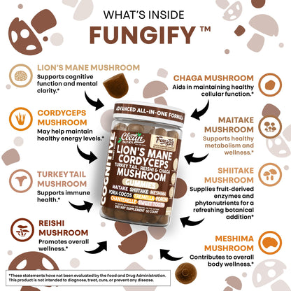 Clean Nutra Lions Mane Gummies — Memory & Focus with Cordyceps, Reishi & Immune Support