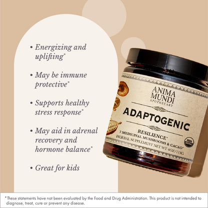 Anima Mundi Apothecary Organic Mushroom Supplement - Adaptogenic Mushrooms + Cacao (4oz / 113g)