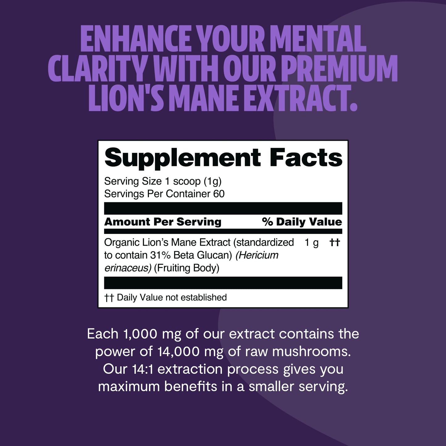 FreshCap Mushrooms Lions Mane Supplement Powder – 14,000mg per Serving, Organic Lions Mane Extract for Focus & Memory (60 Servings)