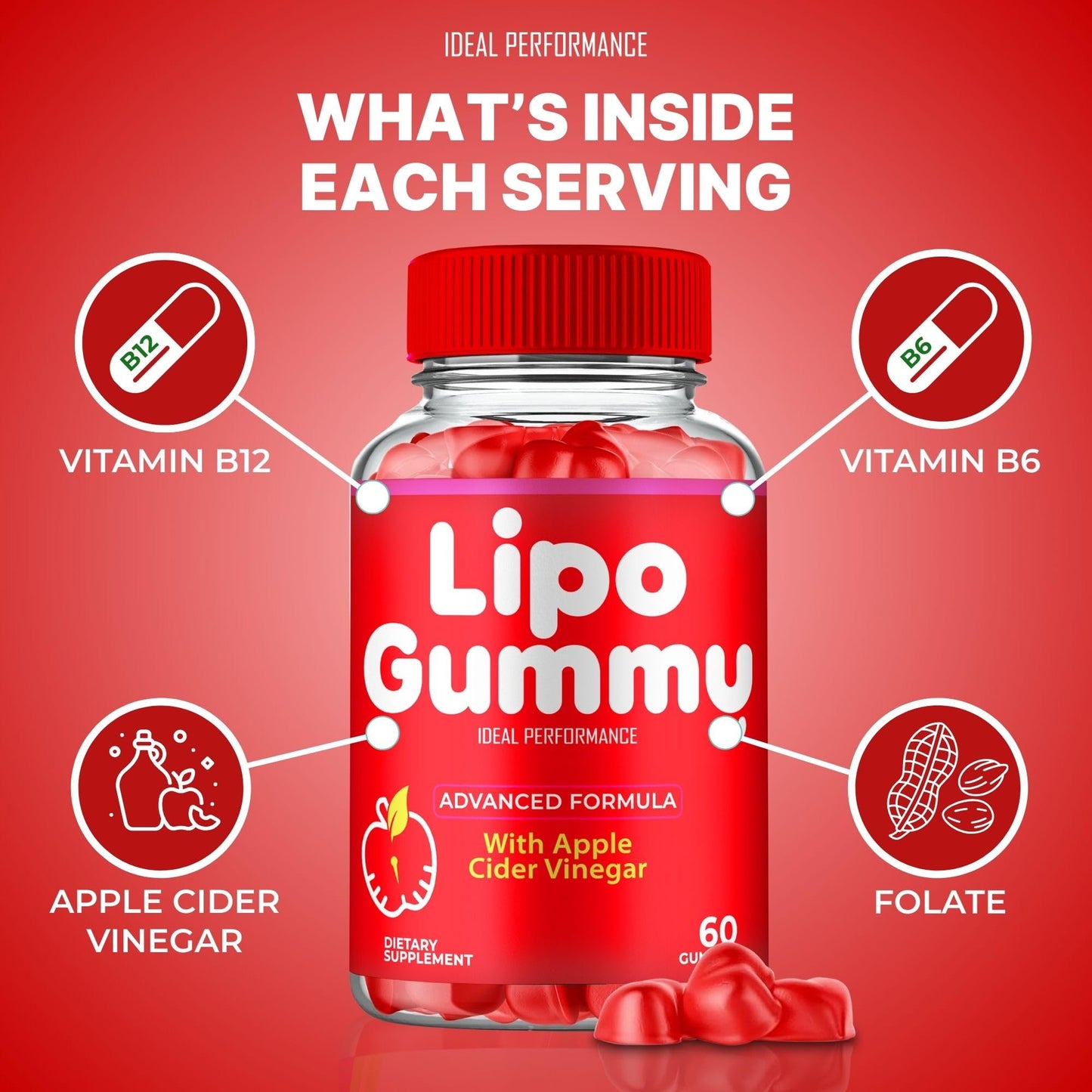 IDEAL PERFORMANCE Lipo Gummy – Keto ACV Gummies, Maximum Strength (2 Pack)