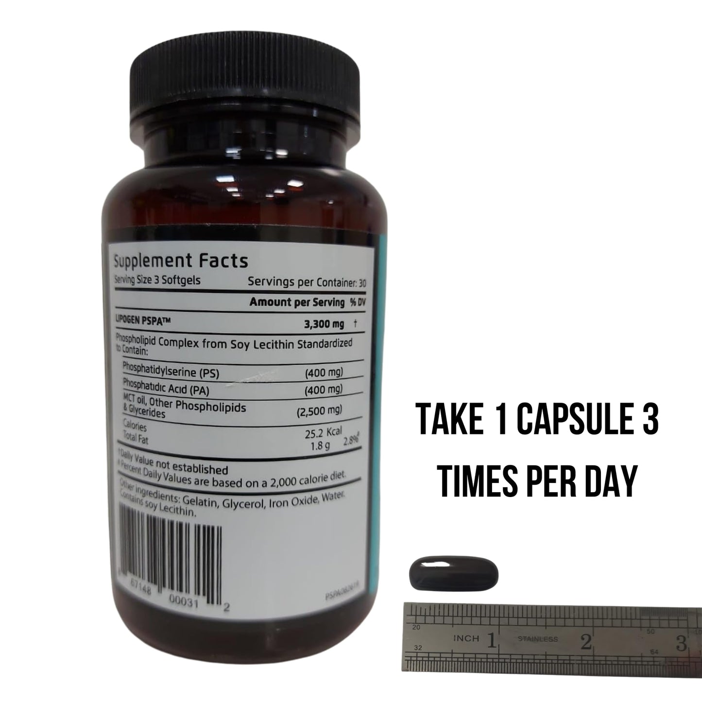 Lipogen PSPA Stress Relief Supplement and Cortisol Manager | Keeps You Calm and Relaxed | Support Immune System | Phosphatidylserine, Phosphatidic Acid: 90 softgels, 30 Days Supply