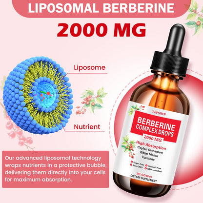 Liposomal Berberine HCL Liquid Drops 1500mg – Cinnamon & Herbal Digestive & Immune Support
