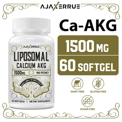 AJAXERRUE Liposomal Calcium AKG 1500 mg – Enhanced Absorption for Longevity & Metabolic Support | 60 Softgels