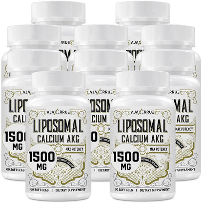 AJAXERRUE Liposomal Calcium AKG 1500 MG – Energy, Longevity & Metabolic Support | 600 Softgels
