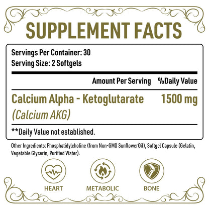 AJAXERRUE Liposomal Calcium AKG 1500 MG – Energy, Longevity & Metabolic Support | 600 Softgels