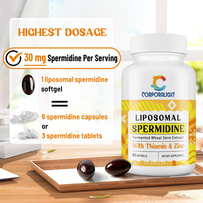 CORPORALIGHT 30mg Spermidine Softgels – High Absorption, Fermented Wheat Germ Extract, 240 Count