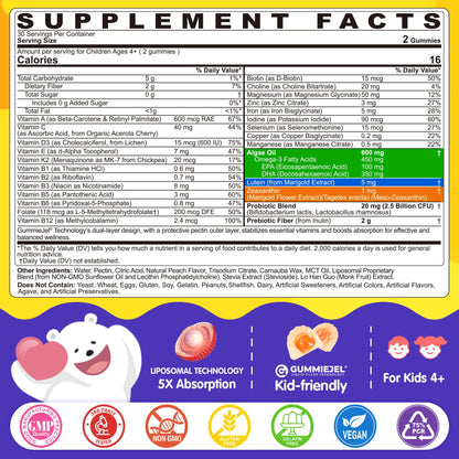 Kids Omega-3 Liposomal Multivitamin Gummies - Brain & Eye Support, 60 Count