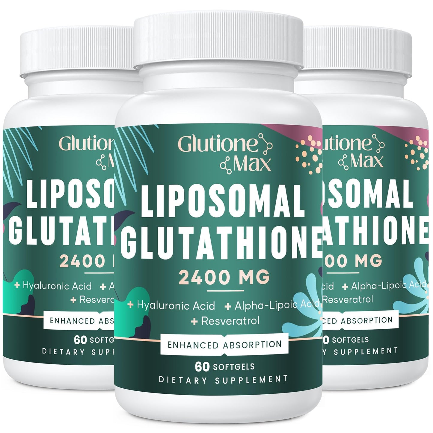 8-in-1 Liposomal Glutathione 2400 MG | High Absorption Antioxidant Formula – 180 Softgels