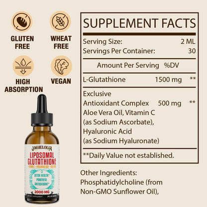 Jagielolia Liposomal Glutathione Liquid 2000MG – High-Potency Vegan Antioxidant Drops, 8 fl oz