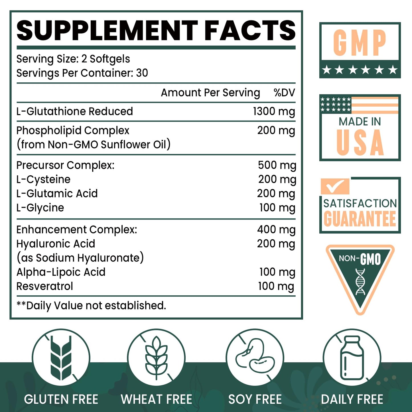 8-in-1 Liposomal Glutathione 2400 mg – High Absorption Antioxidant Formula (Skin, Liver Detox & Immune Support) | 60 Softgels