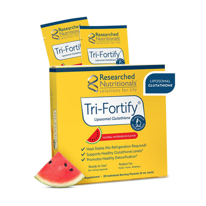 Researched Nutritionals Liposomal Glutathione (450mg) Liquid Gel + Vitamin C – Tri-Fortify, Watermelon, 20 Packets