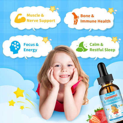 Liposomal L-Theanine Drops – Calm, Focus & Sleep for Kids & Adults | Strawberry Flavor