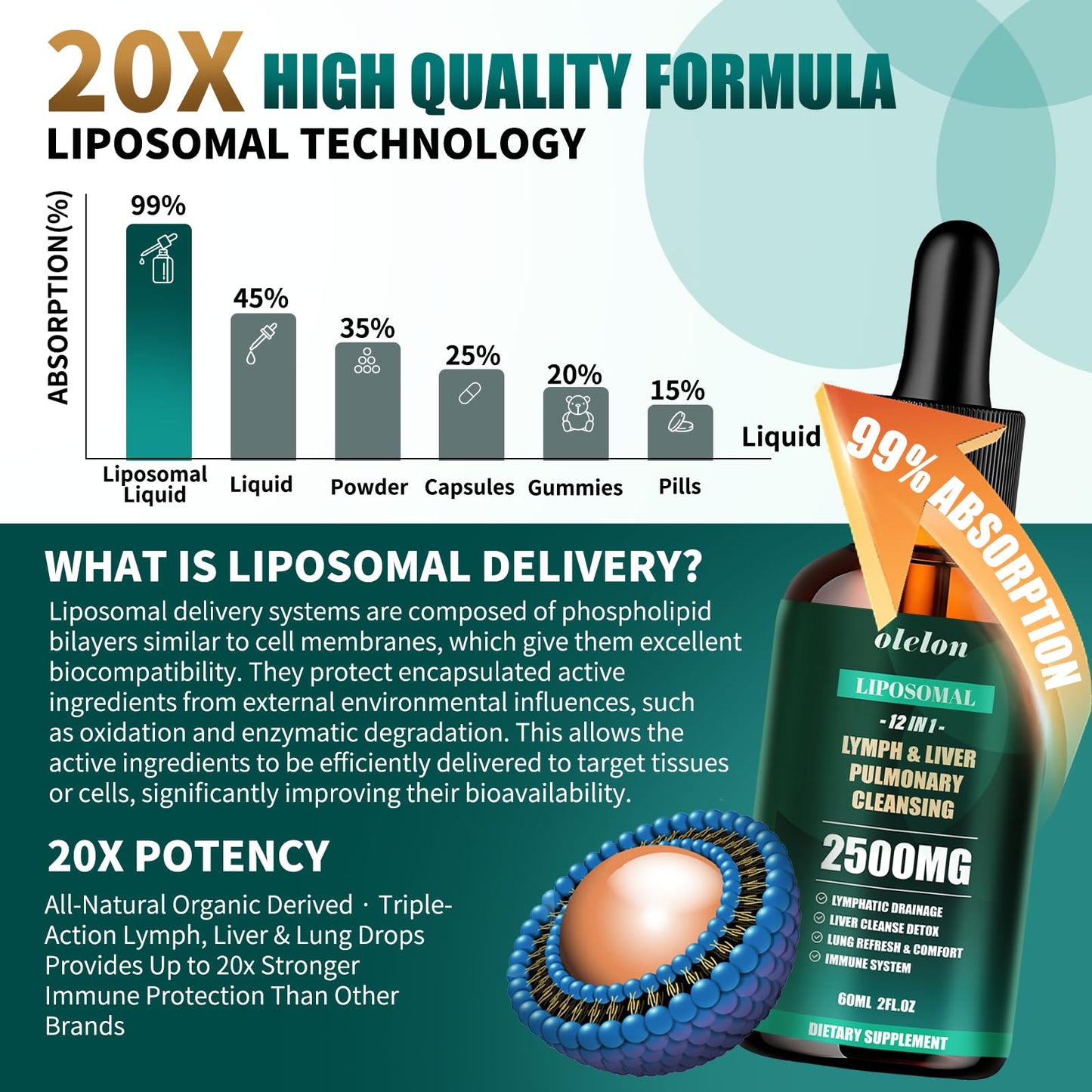 Liposomal Lymph-Liver-Lung Cleanse Drops 2500mg – Immune Support (2 oz)