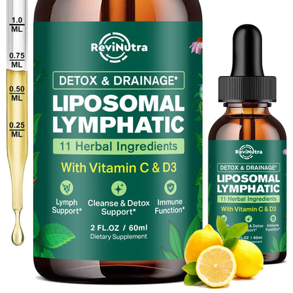 Liposomal Lymphatic Drainage Drops – Immune Support, Detox, Lemon Flavor, 2 fl oz