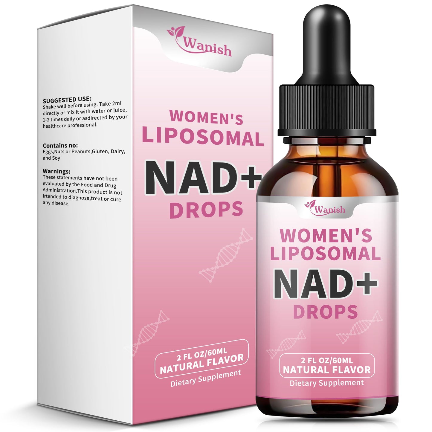 Liposomal NAD Liquid Supplement for Women – 500mg NAD+, 2 Fl Oz, Vegan, Sugar-Free, Additive-Free