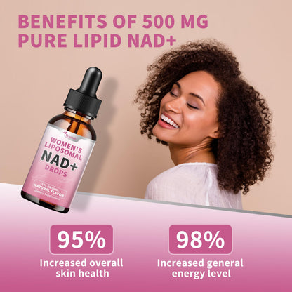 Liposomal NAD Liquid Supplement for Women – 500mg NAD+, 2 Fl Oz, Vegan, Sugar-Free, Additive-Free