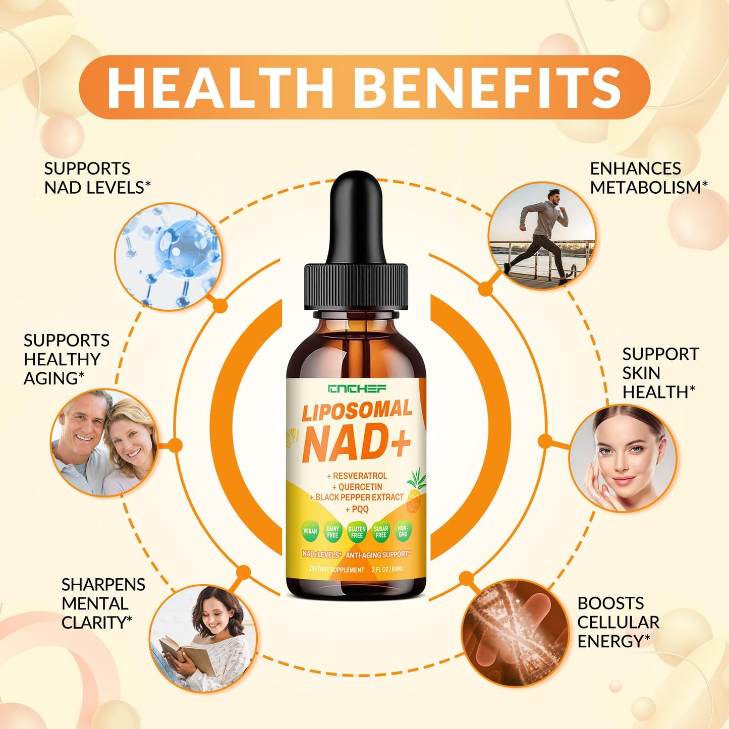Liposomal NAD+ Drops 1500mg – Nicotinamide Riboside Chloride & Resveratrol