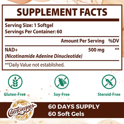 Caenciennes Liposomal NAD+ 500 mg — True NAD+ with Superior Absorption