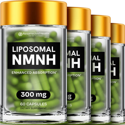 Resurrected Health Liposomal NMNH (300mg) – NAD+ Booster for Energy, Focus - 60 Capsules (4 Packs)