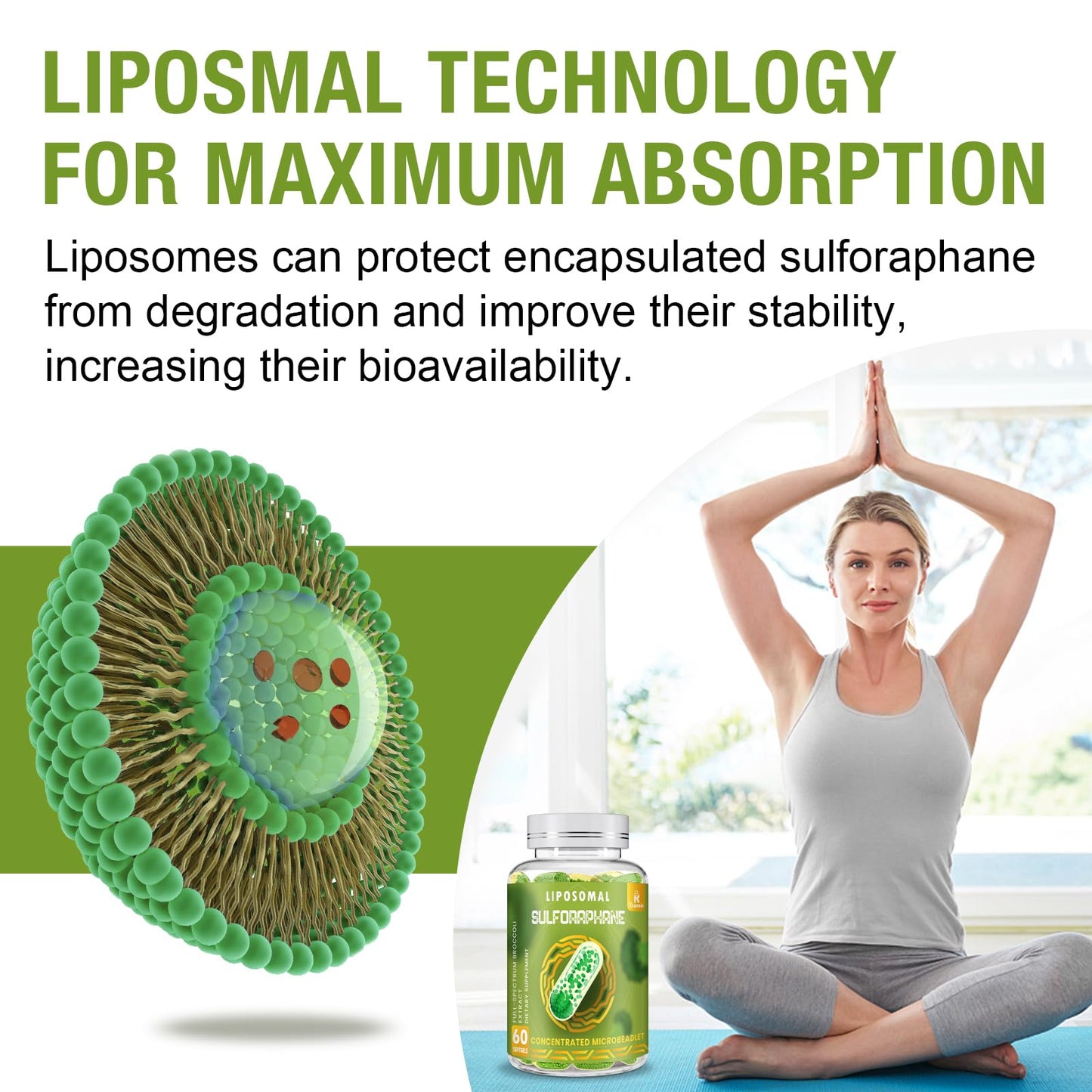 800 mg Liposomal Sulforaphane – Dual-Delivery, Full-Spectrum Broccoli Extract | 360 Softgels