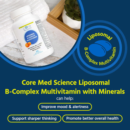 Core Med Science Liposomal Methylated B-Complex Multivitamin – 90 Softgels (Non-GMO) | Heart Health & Immune Support